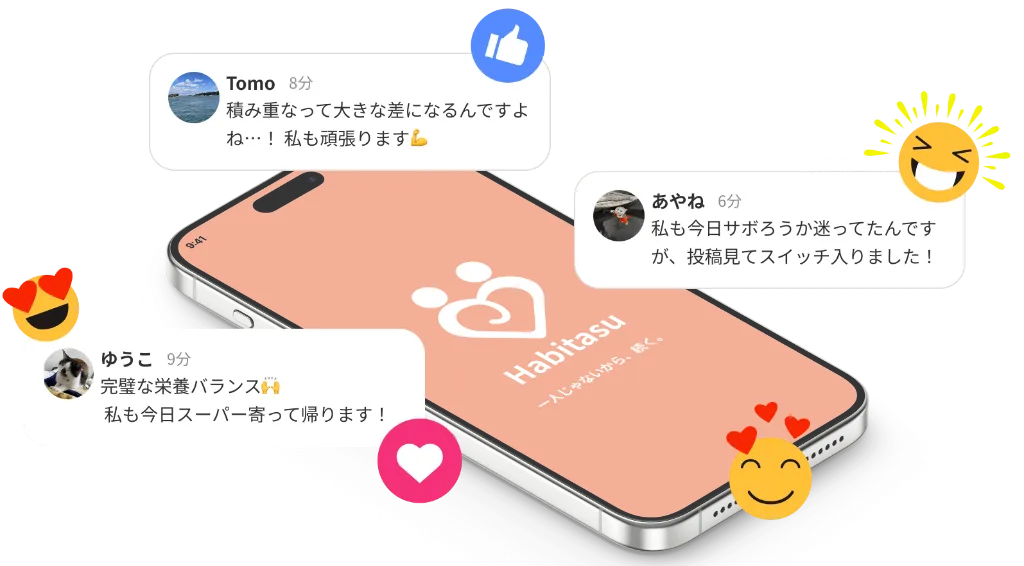 同じ目標を持つ仲間とのコミュニティ機能